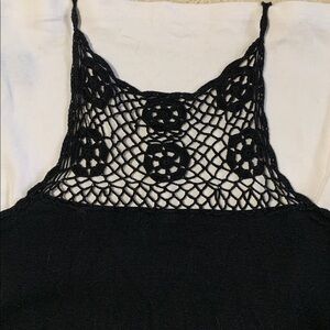 🌷3 for $25🌷La Redoute, US S, Black Crochet Neckline Spaghetti Strap Tank Top